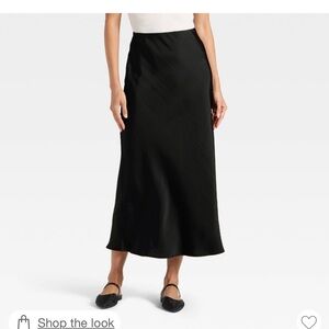 NWT Black satin maxi skirt.  Size medium